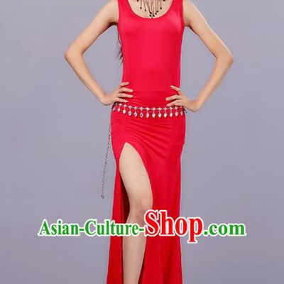 Traditional Belly Dance Training Red Dress Indian Oriental Dance Costume for Women