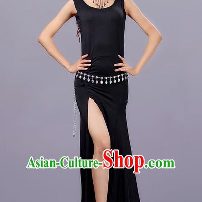 Traditional Belly Dance Training Black Dress Indian Oriental Dance Costume for Women