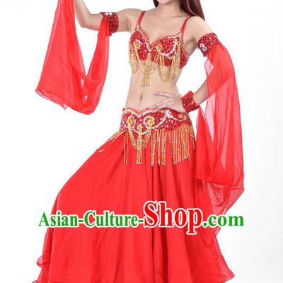 Traditional Bollywood Belly Dance Performance Clothing Red Dress Indian Oriental Dance Costume for Women