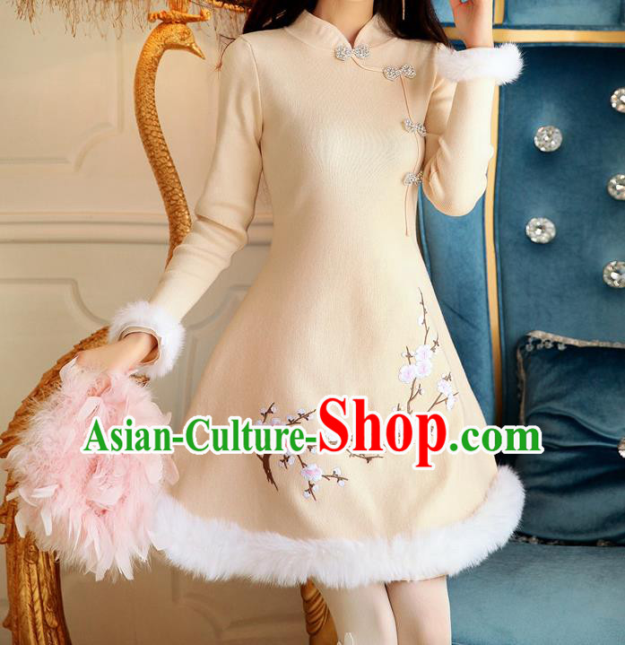 Traditional Ancient Chinese Young Women Cheongsam Dress Republic of China Tangsuit Stand Collar Blouse Dress Tang Suit Clothing Traditional Ancient Chinese Young Women Cheongsam Dress Republic of China Tangsuit Stand Collar Blouse Dress Tang Suit Clothing
