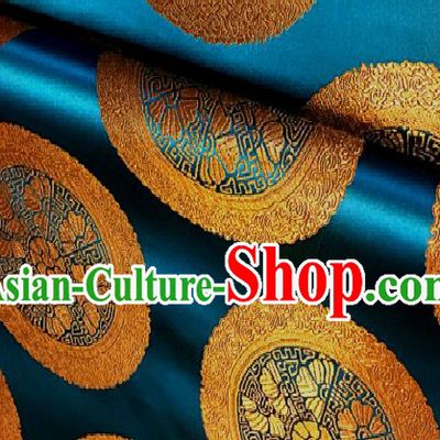 Chinese Traditional Fabric Palace Pattern Design Blue Brocade Chinese Mongolian Robe Fabric Asian Material