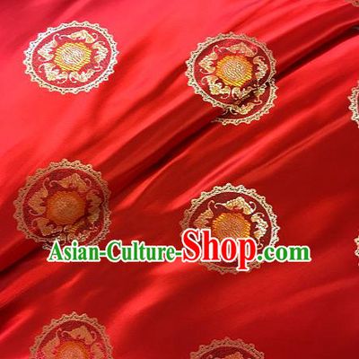 Chinese Traditional Mongolian Robe Fabric Palace Pattern Design Red Brocade Chinese Fabric Asian Material