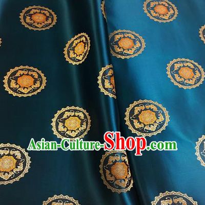 Chinese Traditional Mongolian Robe Fabric Palace Pattern Design Blue Brocade Chinese Fabric Asian Material