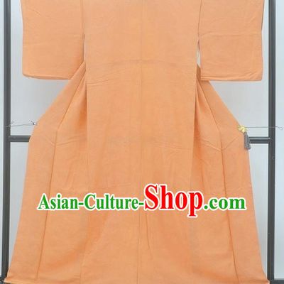 Japan Traditional Costume Yukata Dress Japanese Orange Furisode Kimono for Women