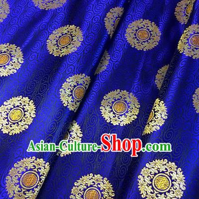 Chinese Traditional Fabric Tang Suit Royal Pattern Royalblue Brocade Chinese Fabric Asian Tibetan Robe Material
