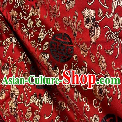 Chinese Traditional Fabric Tang Suit Royal Pattern Red Brocade Chinese Fabric Asian Tibetan Robe Material