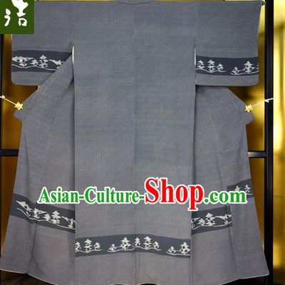 Japanese Traditional Male Kimono Clothing Grey Haori Kimonos Yukata Robe for Men
