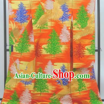 Japan Traditional Kimonos Costume Printing Pineburst Yukata Dress Japanese Furisode Kimono for Women