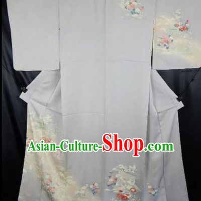 Japan Traditional Kimonos Costume Printing Flowers Yukata Dress Japanese Furisode Kimono for Women