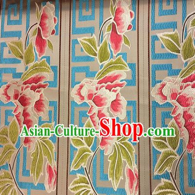 Chinese Traditional Fabric Tang Suit Peony Pattern Brocade Chinese Fabric Asian Tibetan Robe Material