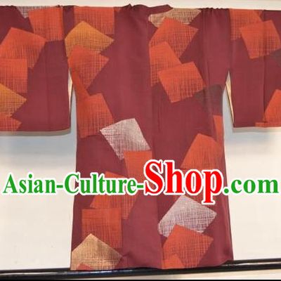 Japanese Traditional Male Kimono Clothing Dark Red Haori Kimonos Yukata Robe for Men