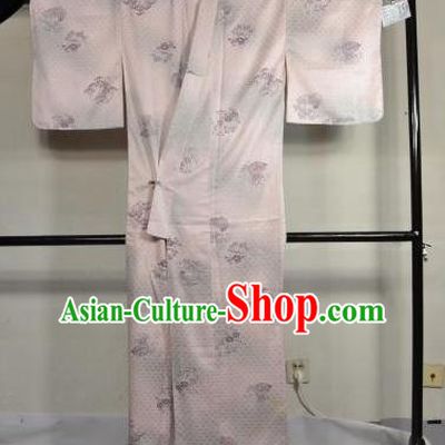 Japan Traditional Kimonos Costume Lilac Satin Yukata Dress Japanese Furisode Kimono for Women