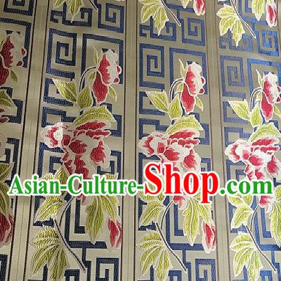 Chinese Traditional Fabric Tang Suit Flowers Pattern Brocade Chinese Fabric Asian Tibetan Robe Material