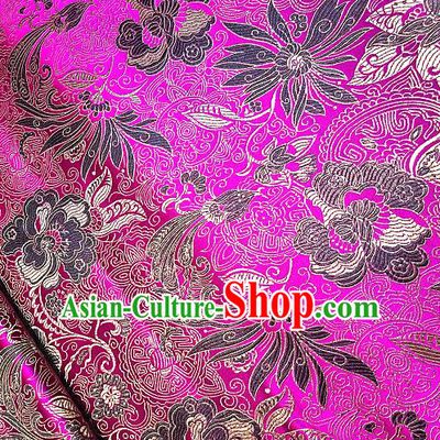 Chinese Traditional Fabric Tang Suit Lotus Pattern Rosy Brocade Chinese Fabric Asian Cheongsam Material