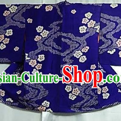Japanese Traditional Male Kimono Clothing Royalblue Haori Kimonos for Men
