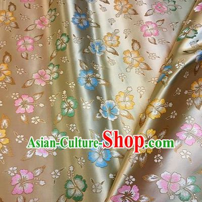 Chinese Traditional Fabric Tang Suit Flowers Pattern Beige Brocade Chinese Fabric Asian Cheongsam Material