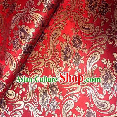 Chinese Traditional Fabric Tang Suit Pattern Red Brocade Chinese Fabric Asian Cheongsam Material