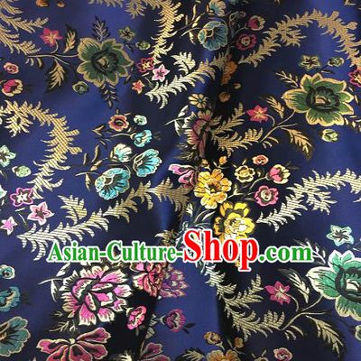 Chinese Traditional Fabric Tang Suit Royalblue Brocade Chinese Fabric Asian Cheongsam Material