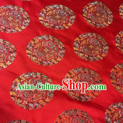 Chinese Traditional Fabric Palace Dragons Pattern Design Red Brocade Chinese Fabric Asian Material