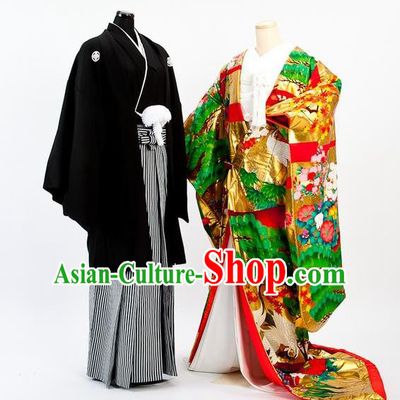 Traditional Japanese Wedding Costumes Bride and Bridegroom Kimono Clothing for Women for Men
