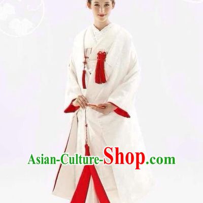 Traditional Asian Japan Costume Japanese Apparel White Furisode Kimono for Women