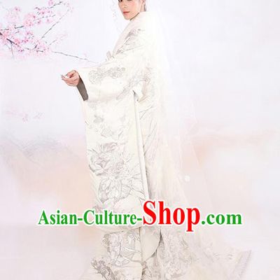 Traditional Asian Japan Wedding Costume Japanese Bride White Yukata Dress Furisode Kimono for Women