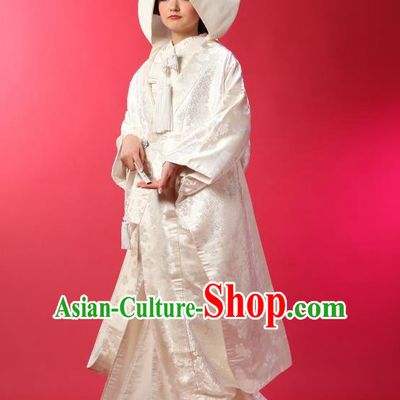 Traditional Asian Japan Geisha Costume Japanese Wedding White Yukata Dress Furisode Kimono for Women