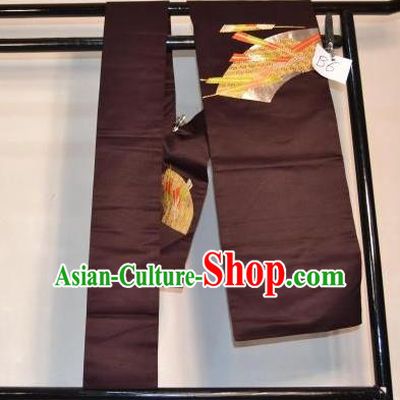 Traditional Japanese Kimono Coffee Embroidered Belts Kimonos Yukata Waistband for Women