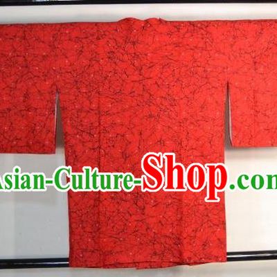 Japanese Traditional Male Kimono Clothing Japan Samurai Red Haori Kimonos Yukata Robe for Men