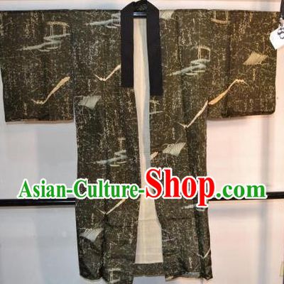 Japanese Traditional Male Kimono Clothing Japan Samurai Grey Haori Kimonos Yukata Robe for Men