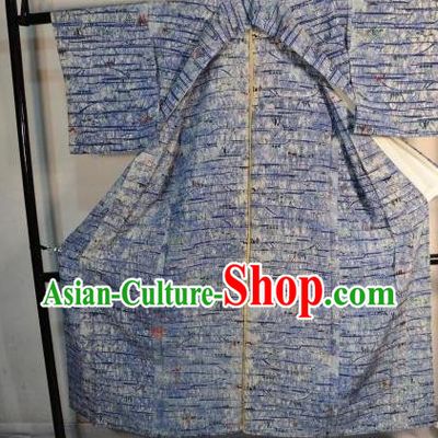 Japanese Traditional Male Blue Kimono Clothing Japan Samurai Haori Kimonos Yukata Robe for Men