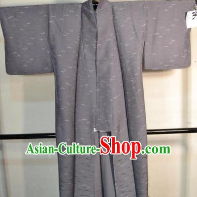 Japanese Traditional Male Grey Yukata Kimono Clothing Japan Samurai Haori Kimonos Robe for Men