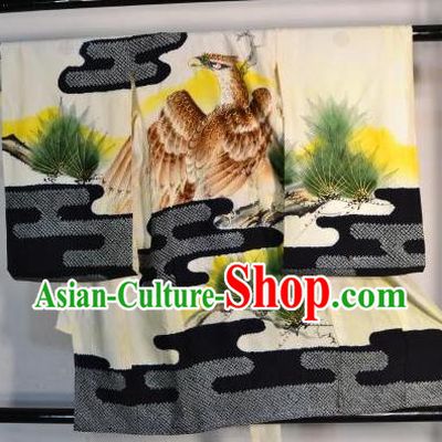 Japanese Traditional Printing Eagle Yukata Robe Clothing Japan Samurai Haori Kimonos for Kids
