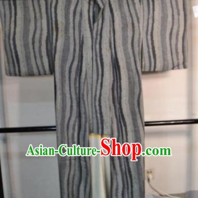 Japanese Traditional Grey Yukata Robe Clothing Japan Samurai Haori Kimonos for Men