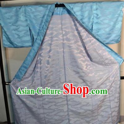 Japanese Traditional Prince Blue Yukata Robe Clothing Japan Samurai Haori Kimonos for Men
