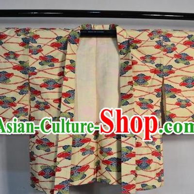 Japanese Traditional Yukata Robe Japan Samurai Yellow Haori Kimonos Clothing for Men
