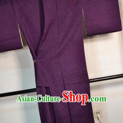 Japanese Traditional Deep Purple Yukata Robe Japan Samurai Haori Kimonos Clothing for Men