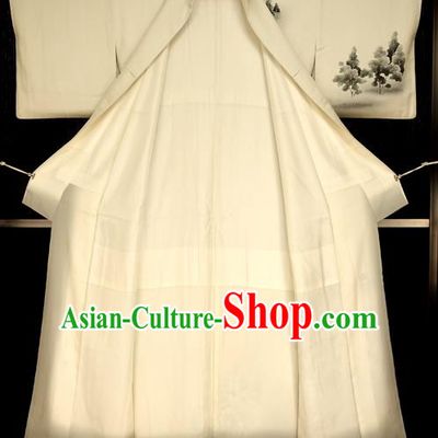 Traditional Japan Vintage Costume White Furisode Kimono Japanese Yukata Dress for Women