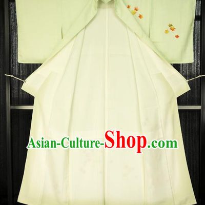 Traditional Japan Palace Costume Bride Green Furisode Kimono Japanese Yukata Dress for Women