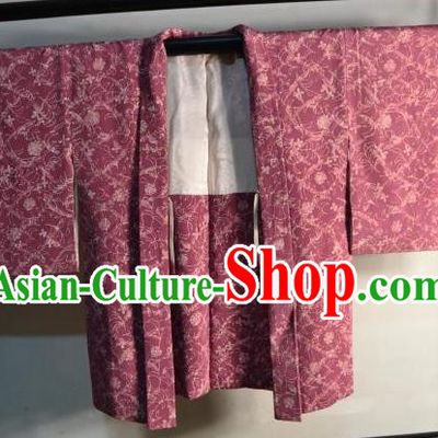 Japanese Traditional Kimono Male Costume Yukata Shirts Japan Purple Haori Apparel Clothing for Men