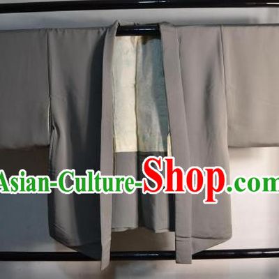 Japanese Traditional Kimono Upper Outer Garment Japan Grey Haori Apparel Yukata Costume for Men