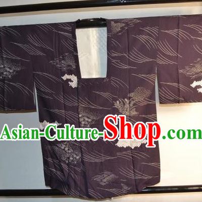 Japanese Traditional Kimono Upper Outer Garment Japan Purple Haori Apparel Yukata Costume for Men