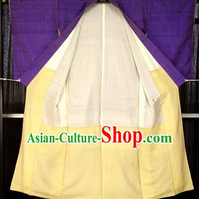 Japanese Traditional Kimono Purple Robe Japan Haori Apparel Yukata Costume for Men