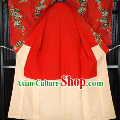 Japan Palace Lady Red Furisode Kimono Costume Traditional Japanese Wedding Yukata Dress for Women