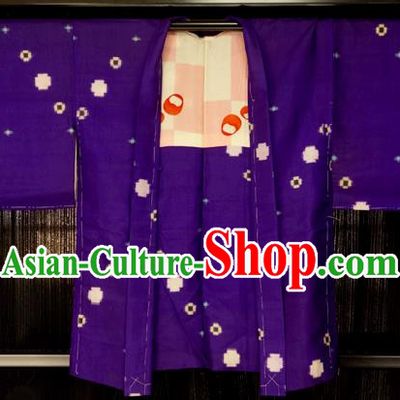 Japanese Traditional Kimono Japan Purple Haori Apparel Yukata Costume for Men