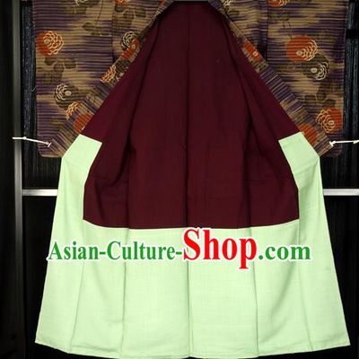Japanese Traditional Kimono Japan Haori Apparel Brown Yukata Robe Costume for Men