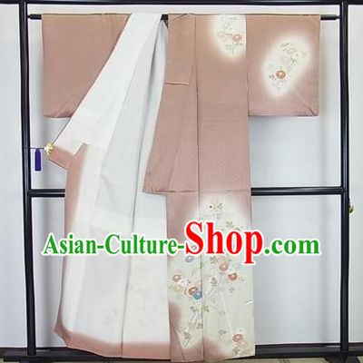 Japanese Traditional Kimono Japan Haori Apparel Khaki Yukata Robe Costume for Men