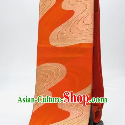 Traditional Japanese Kimono Orange Brocade Belts Kimonos Yukata Waistband for Women