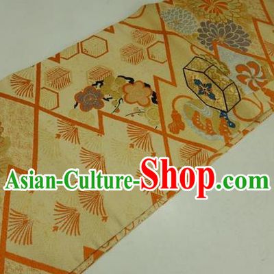 Traditional Japanese Kimono Yellow Brocade Belts Kimonos Yukata Waistband for Women