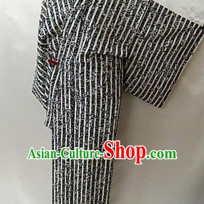 Japanese Traditional Black Yukata Robe Japan Samurai Haori Kimono Clothing for Men